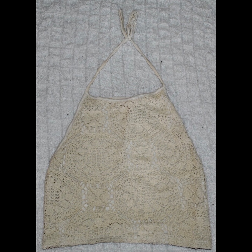 Cream Backless Crop Top